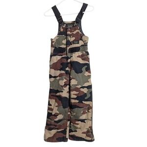 Walls Tough Wear Youth Grow System Bib Overall Size 8/10 Military Camo Insulated